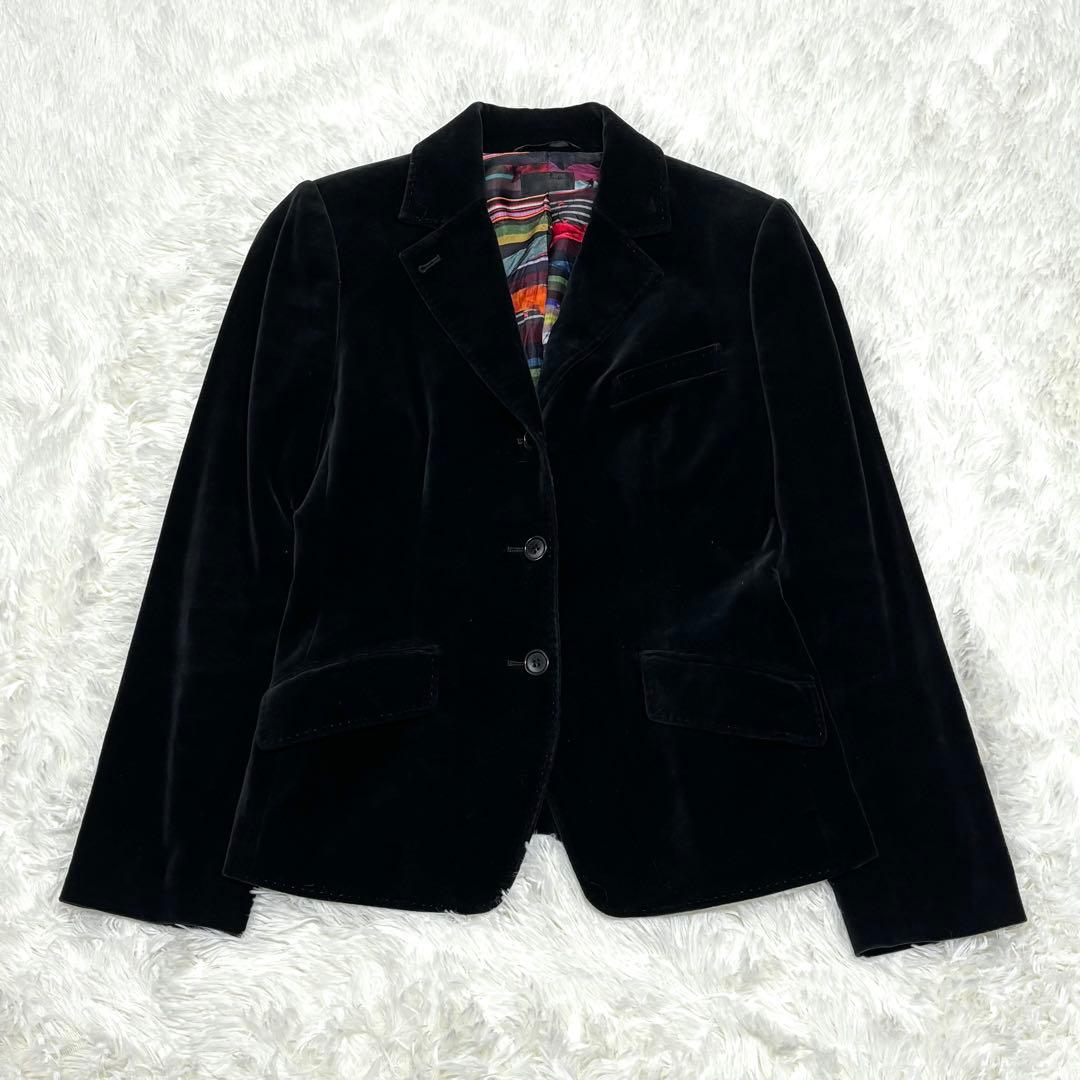 【Paul Smith Black】ブラックベルベットジャケット 黒 40 L