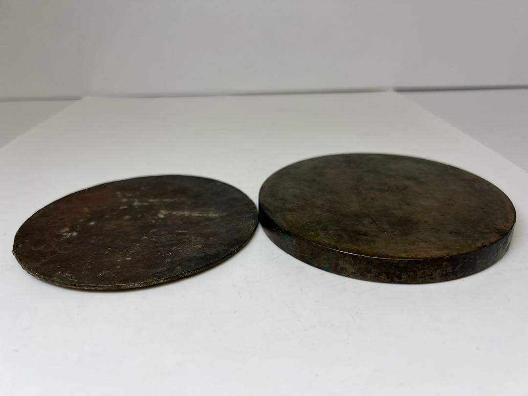 古銅　古鏡　2点　幅12/11.5cm 東K8-0203② タコサ