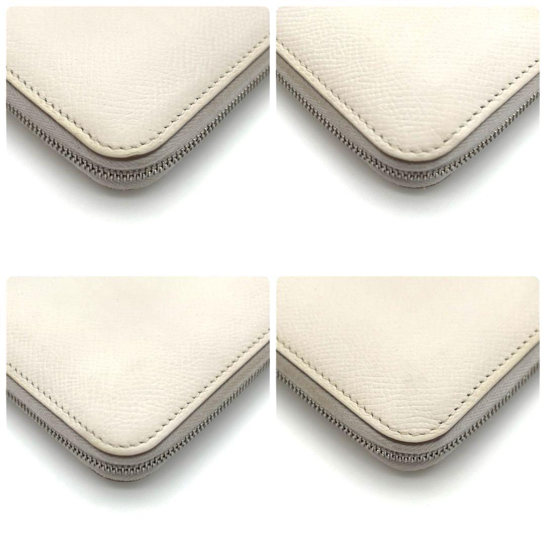 HERMES 折り財布　アザップ　シルクインコンパクト　エルメス　白×濃ピンク