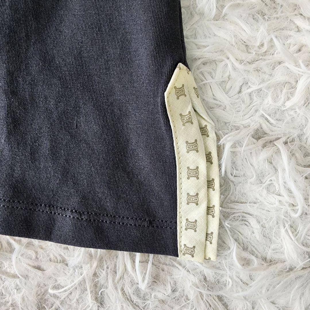 【良品】セリーヌ ポロシャツ トリオンフ刺繍 マカダム柄 ブラック系 ロゴボタン