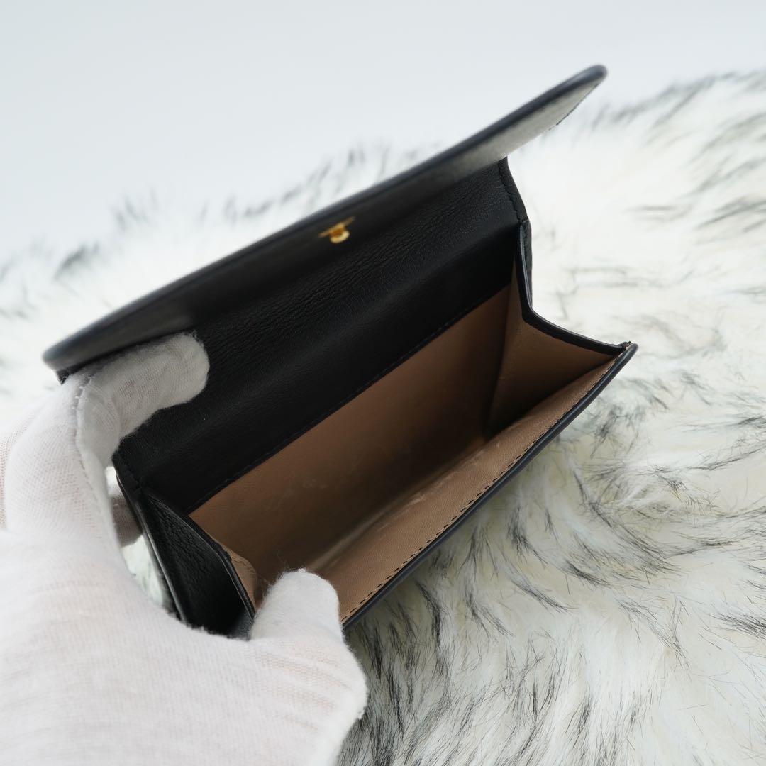 極美品　Chloe クロエ　二つ折り財布　レザー　ロゴグラム　デカロゴ　ネイビー