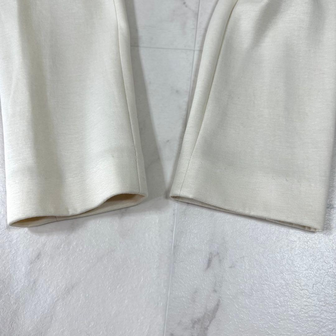 【美品】23区 ノーカラーコート Vネック アイボリー M相当 ロング丈