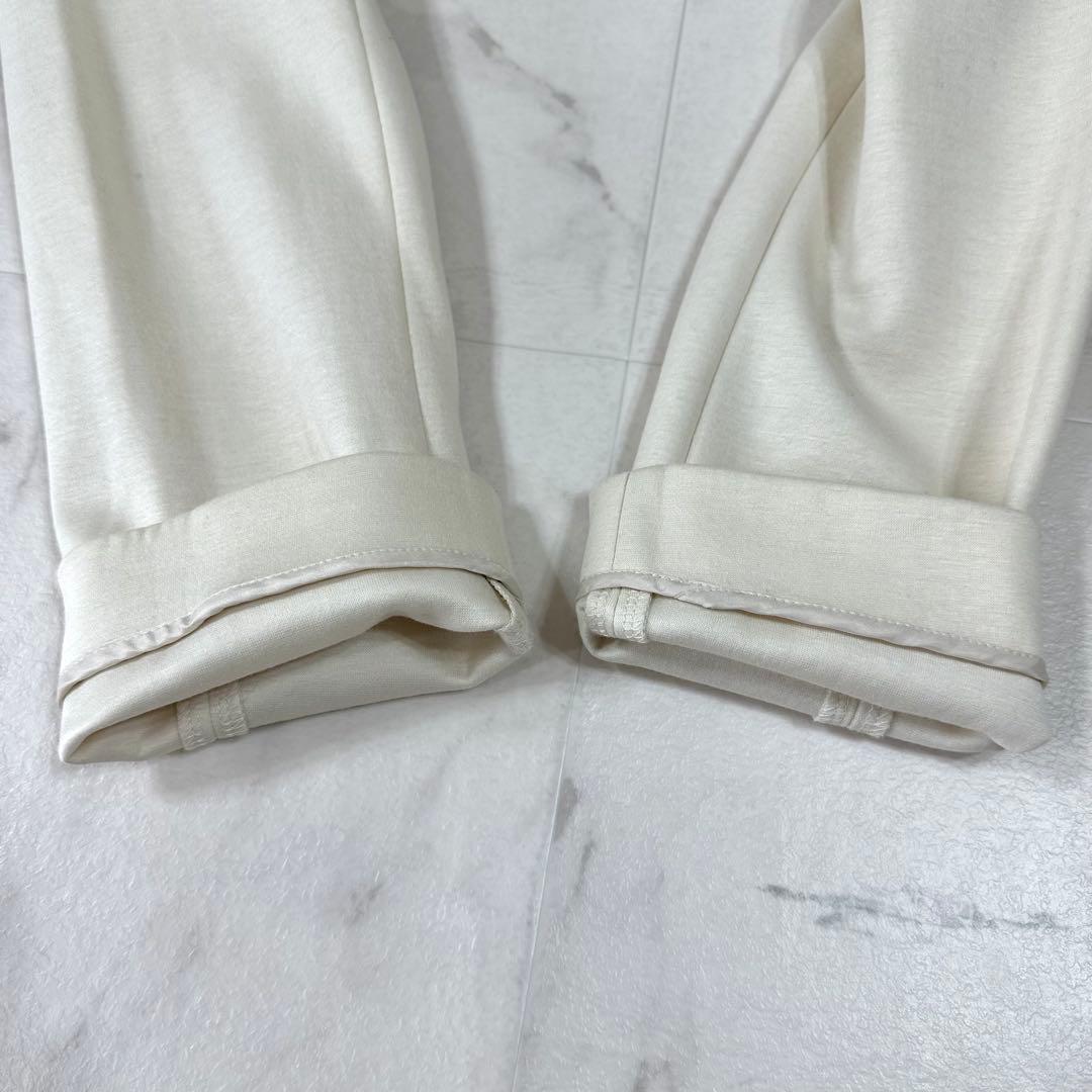 【美品】23区 ノーカラーコート Vネック アイボリー M相当 ロング丈