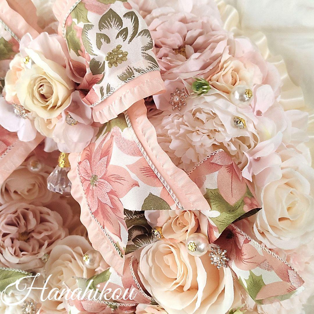 ☆まゆページ☆バラとダリアとピオニーの華やか豪華特大リース❀リース3個入❀