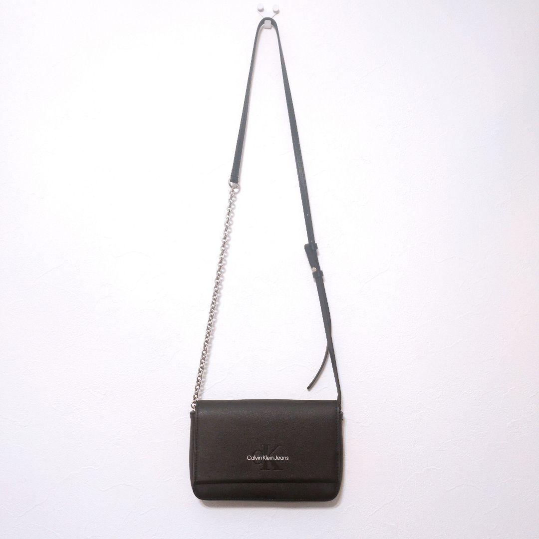 【極美品】CK ロゴ カルバンクライン チェーン クロスボディバッグ ブラック