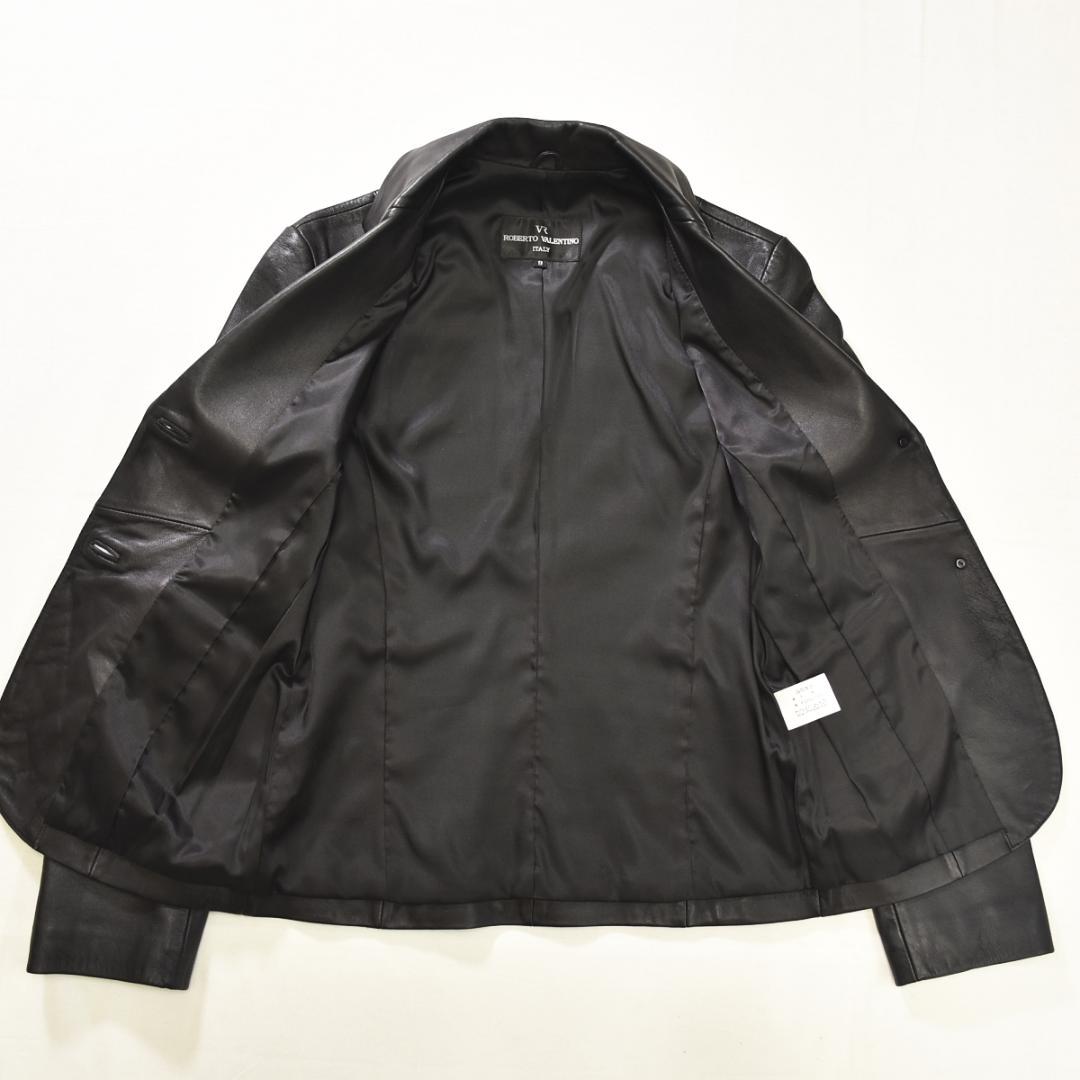 【上品】 イタリア製 ヴァレンティノ レザージャケット 9 ブラック 本革 ♪
