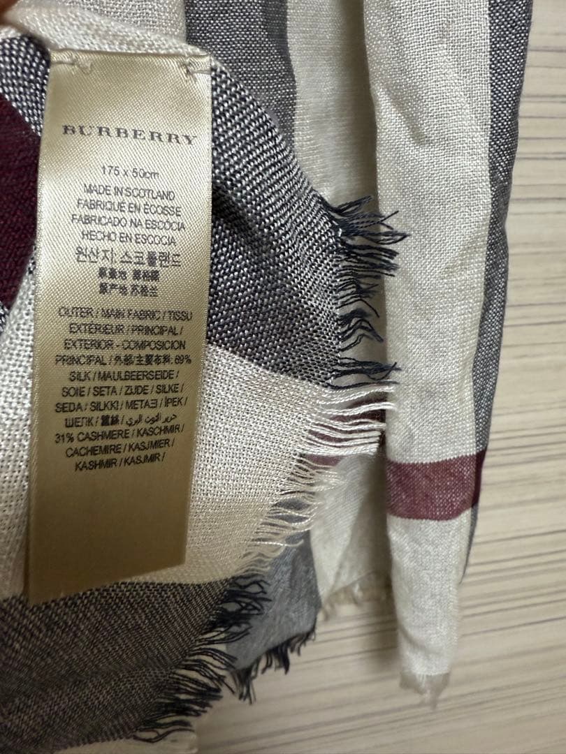 【キキ】BURBERRY チェック柄ストール 175x50cm