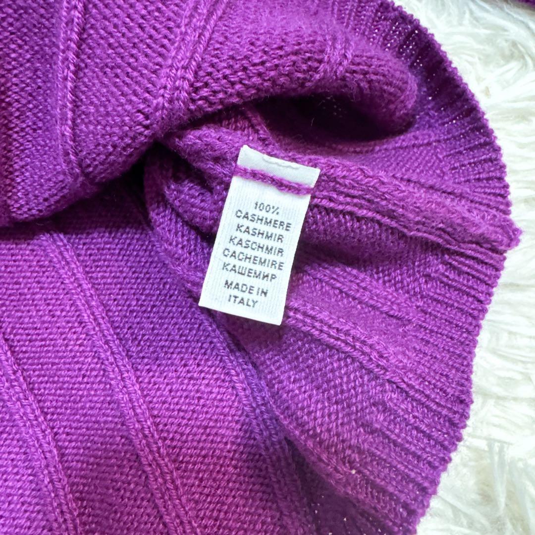 カシミヤ100%！ 極美品✨バランタイン リブカーディガン パープル 40号