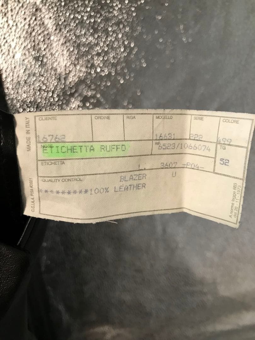 RUFFO テーラード　52　ブラック　レザー