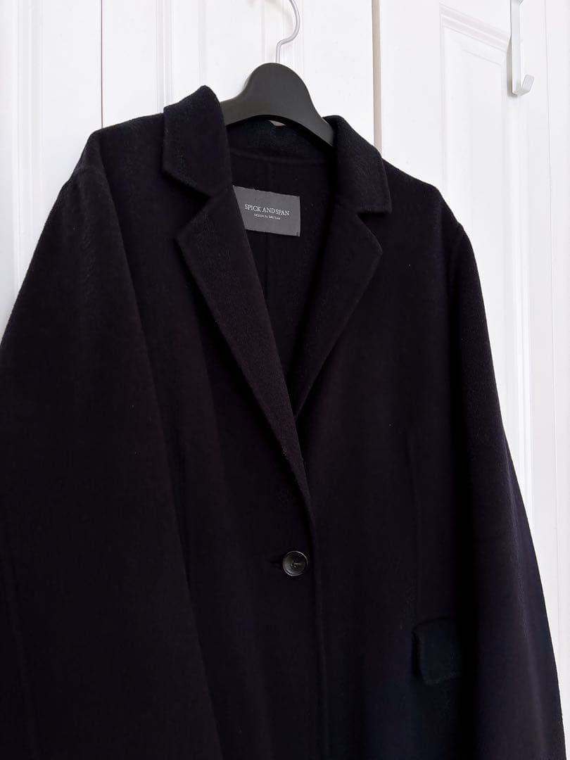 Spick & Span スピック&スパン　Wフェイス ロングコート ネイビー