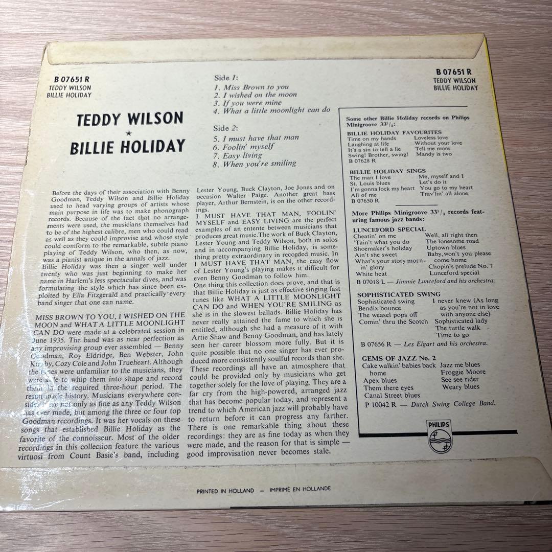 [レコード] Teddy Wilson Billie Holiday LP モノ
