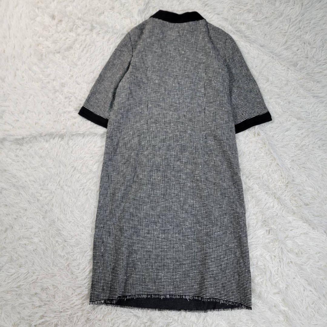 美品✨ランバンコレクション　ツイード　ワンピース　五分袖　M　比翼