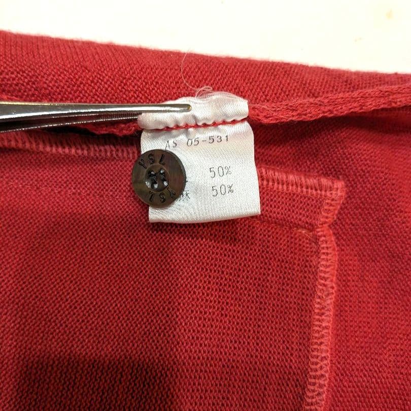 YVES SAINT LAURENT メンズ ニットベスト 赤 ウール×麻50%