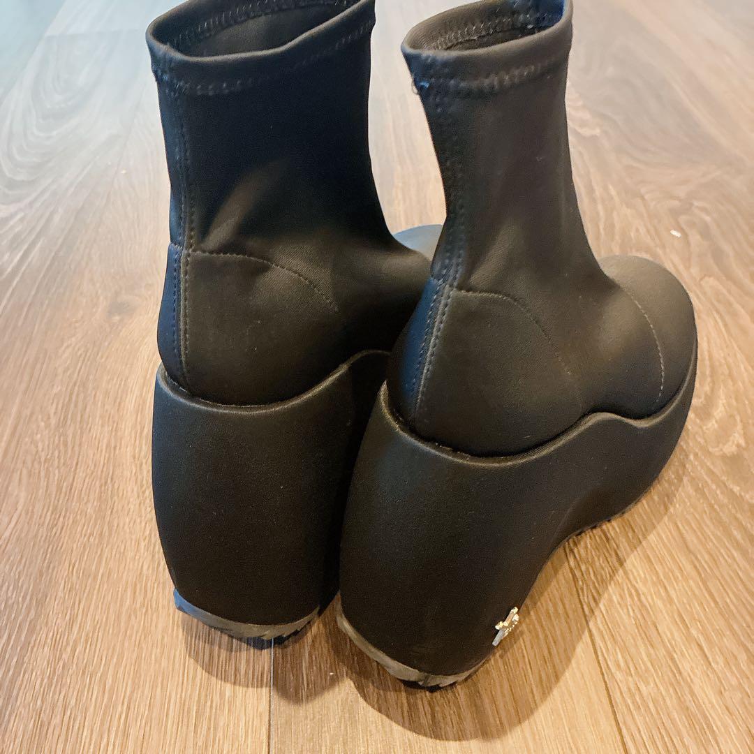 靴 YELLO TOKYO BLACK PLATFORM SHORT BOOTS M