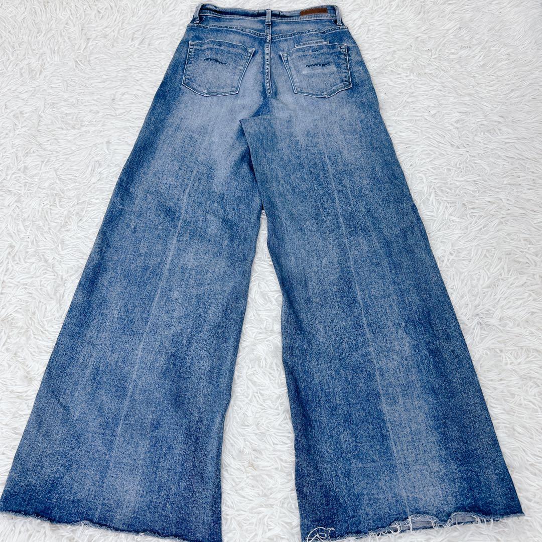 YANUK ワイドデニム 25 ハイウエスト カットオフ 現行　ストレッチ