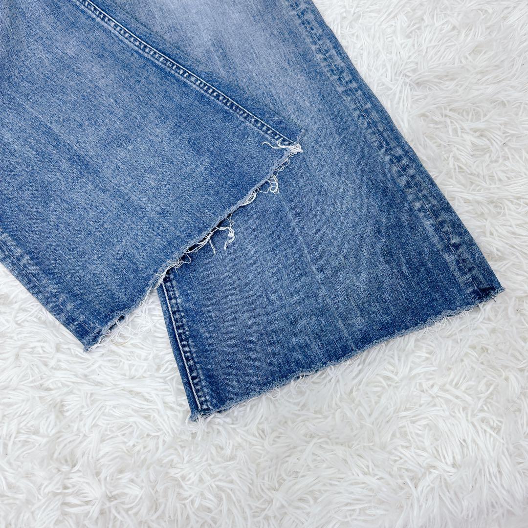 YANUK ワイドデニム 25 ハイウエスト カットオフ 現行　ストレッチ