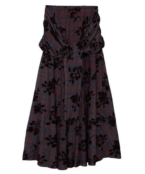 スカート Ameri FLOCKY FLOWER TWIST SKIRT