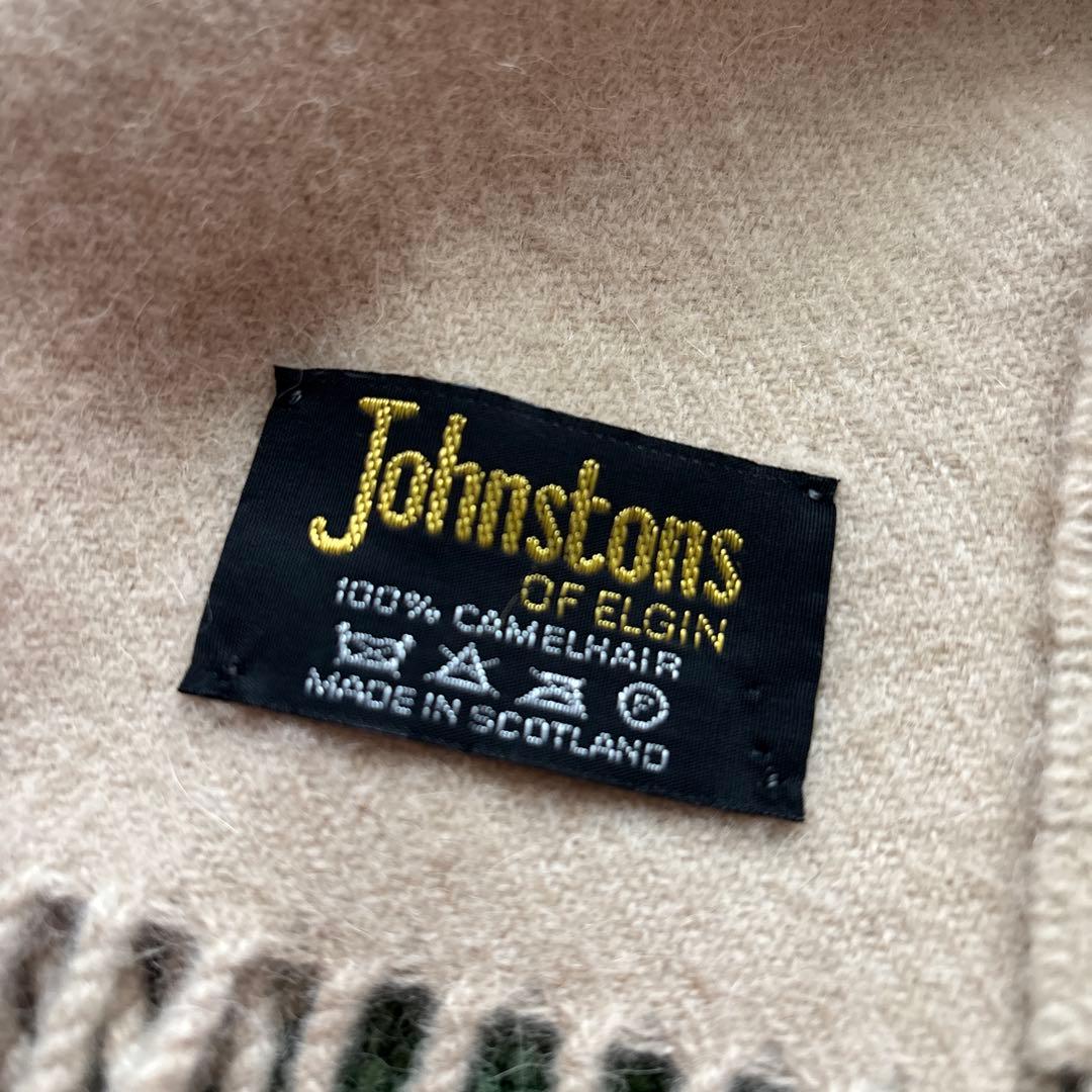 【旧タグ】 Johnstons スコットランド製　マフラー100% キャメルヘア