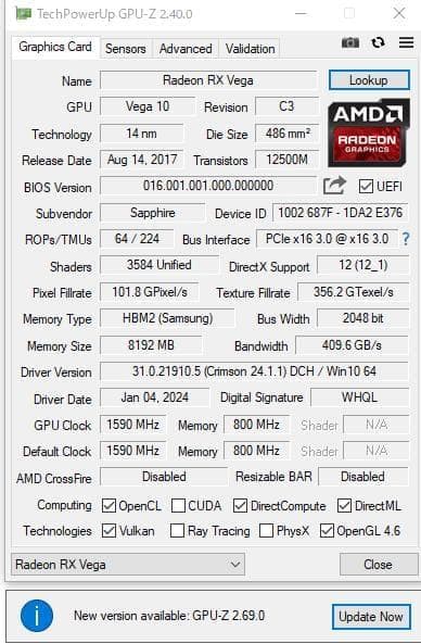 グラフィックボード・グラボ・ビデオカード SAPPHIRE PULSE RADEON RX VEGA 56 8G HBM2