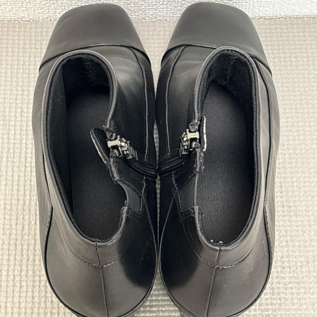 美品 fitfit フィットフィット サイドジップ スクエアトゥ ショートブーツ