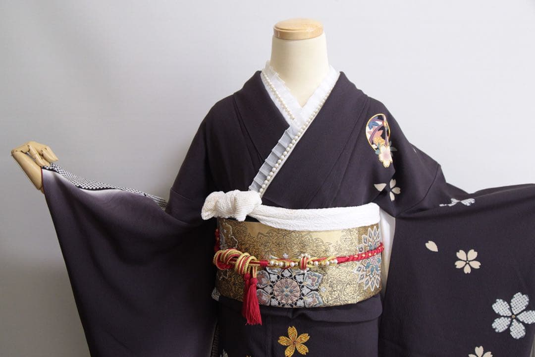振袖4点セット 紺と白 兎 鹿子 美品 京都きもの友禅お誂え