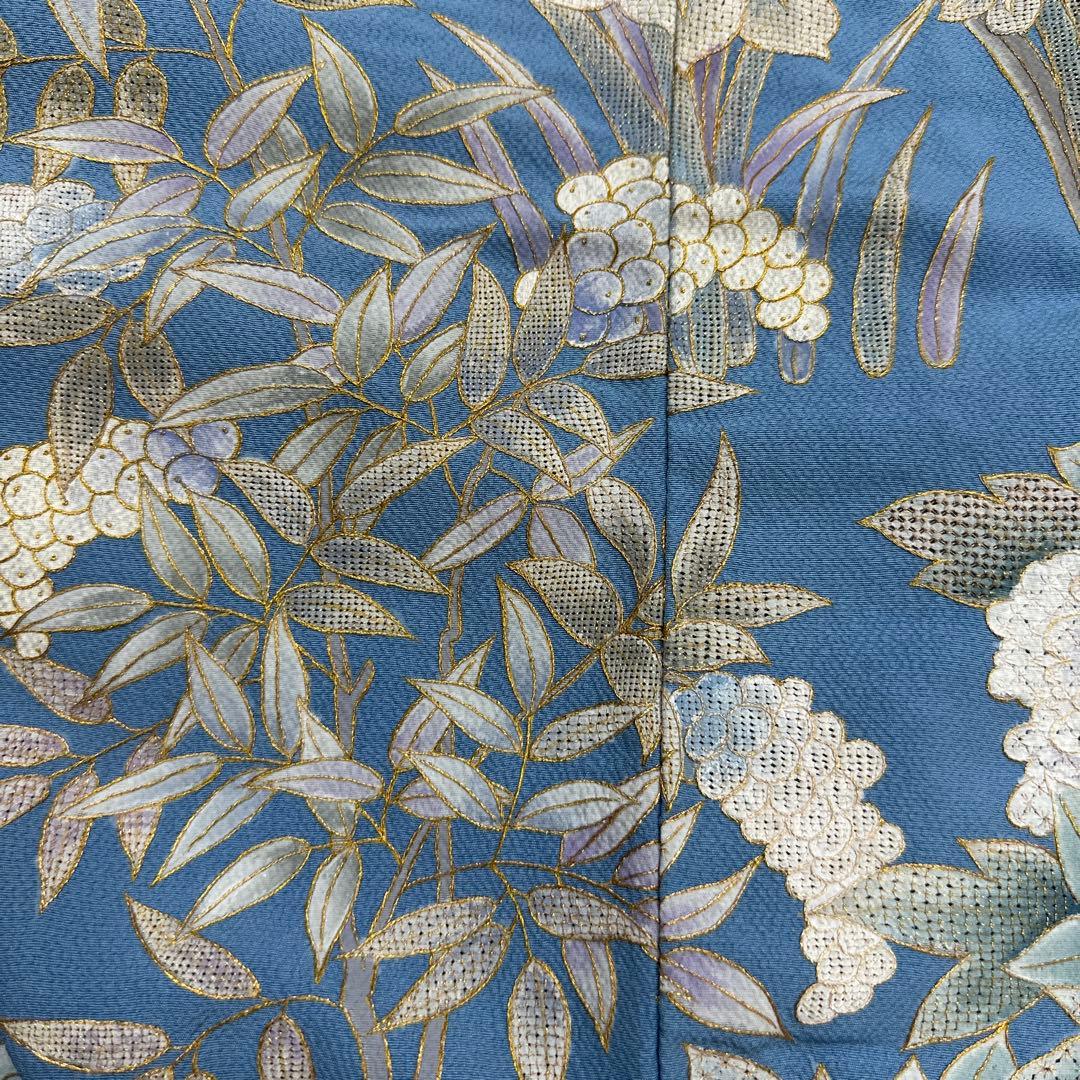 総刺繍 スワトウ刺繍 水色地 振袖 胴抜き