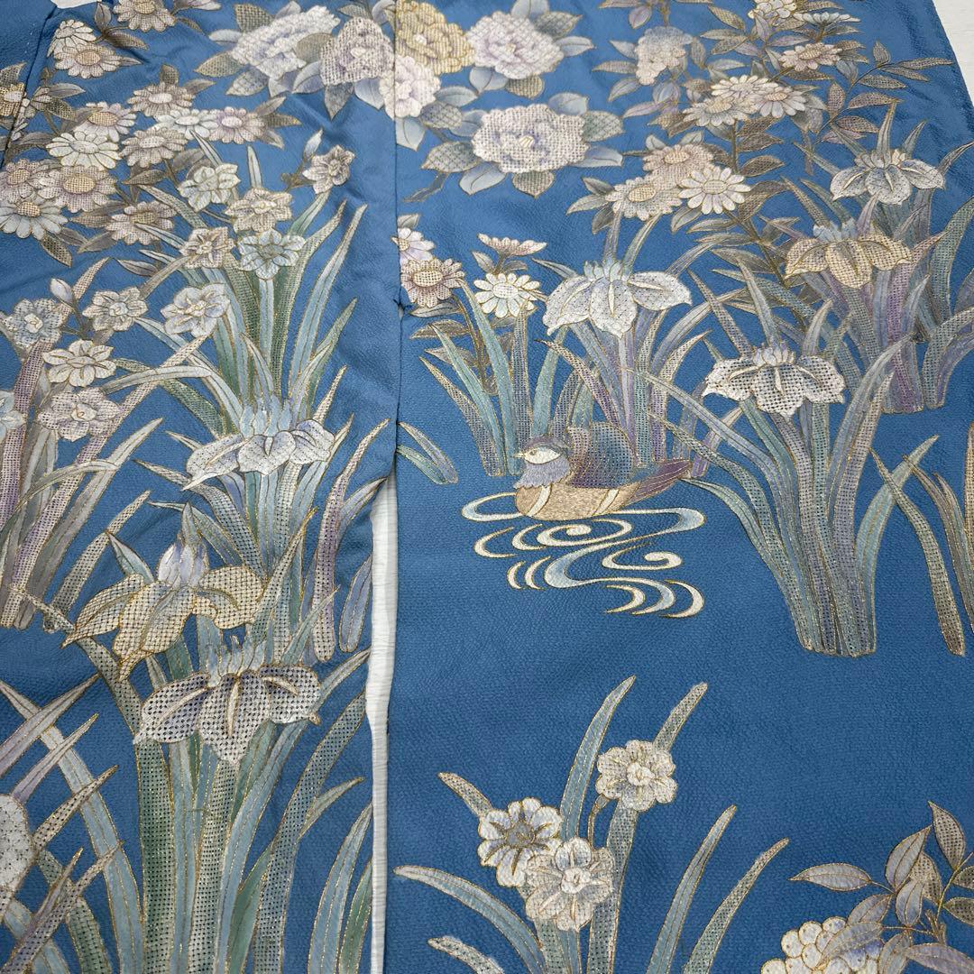 総刺繍 スワトウ刺繍 水色地 振袖 胴抜き