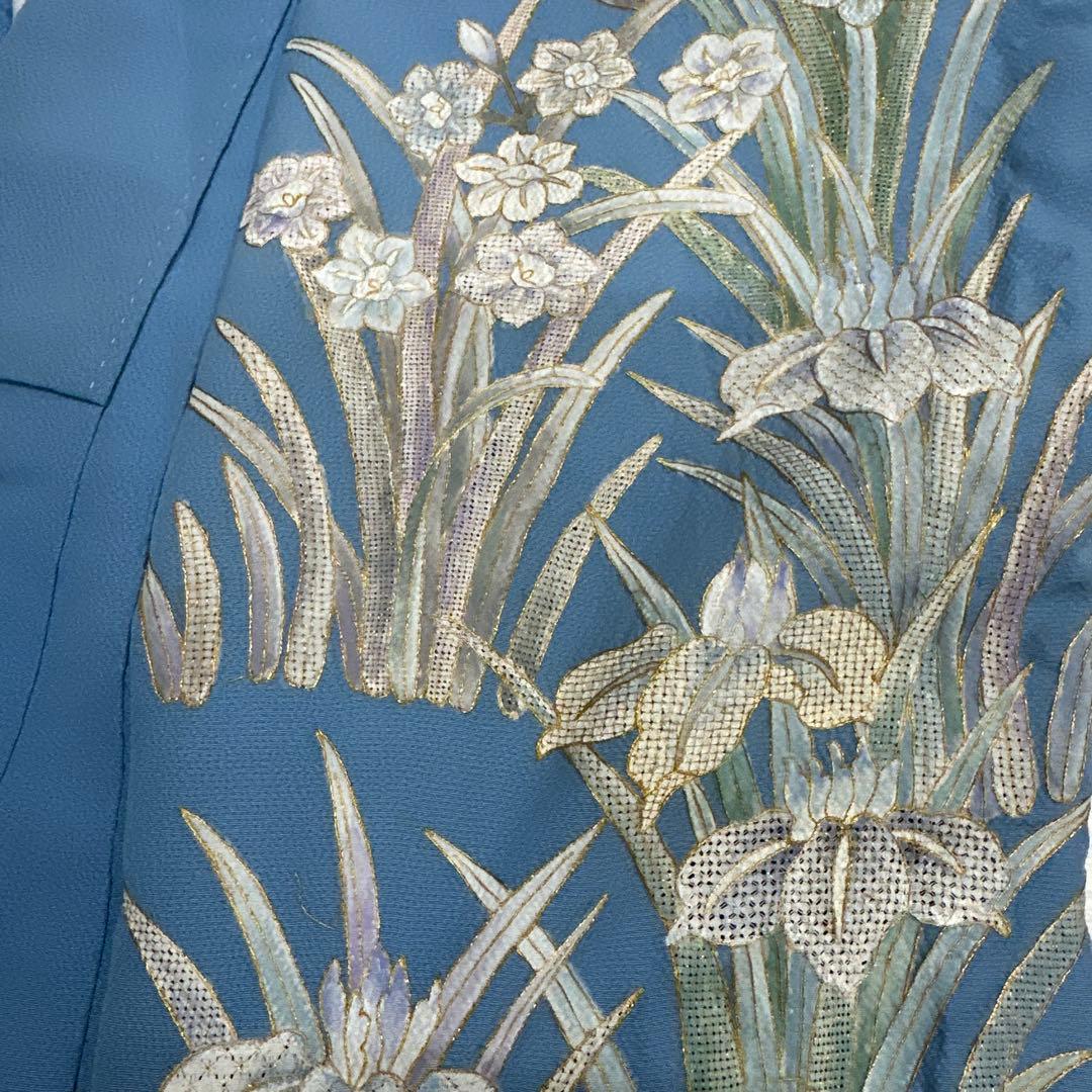 総刺繍 スワトウ刺繍 水色地 振袖 胴抜き