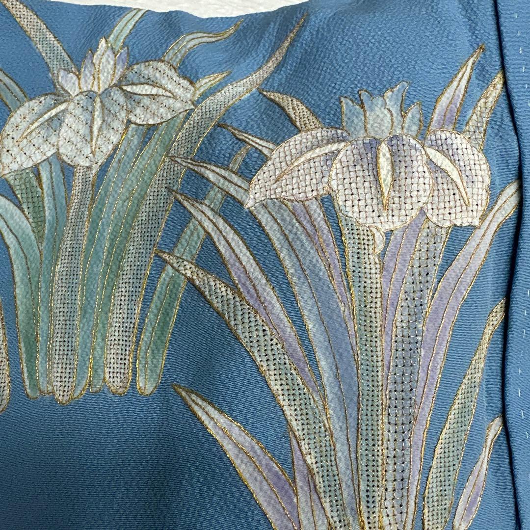 総刺繍 スワトウ刺繍 水色地 振袖 胴抜き