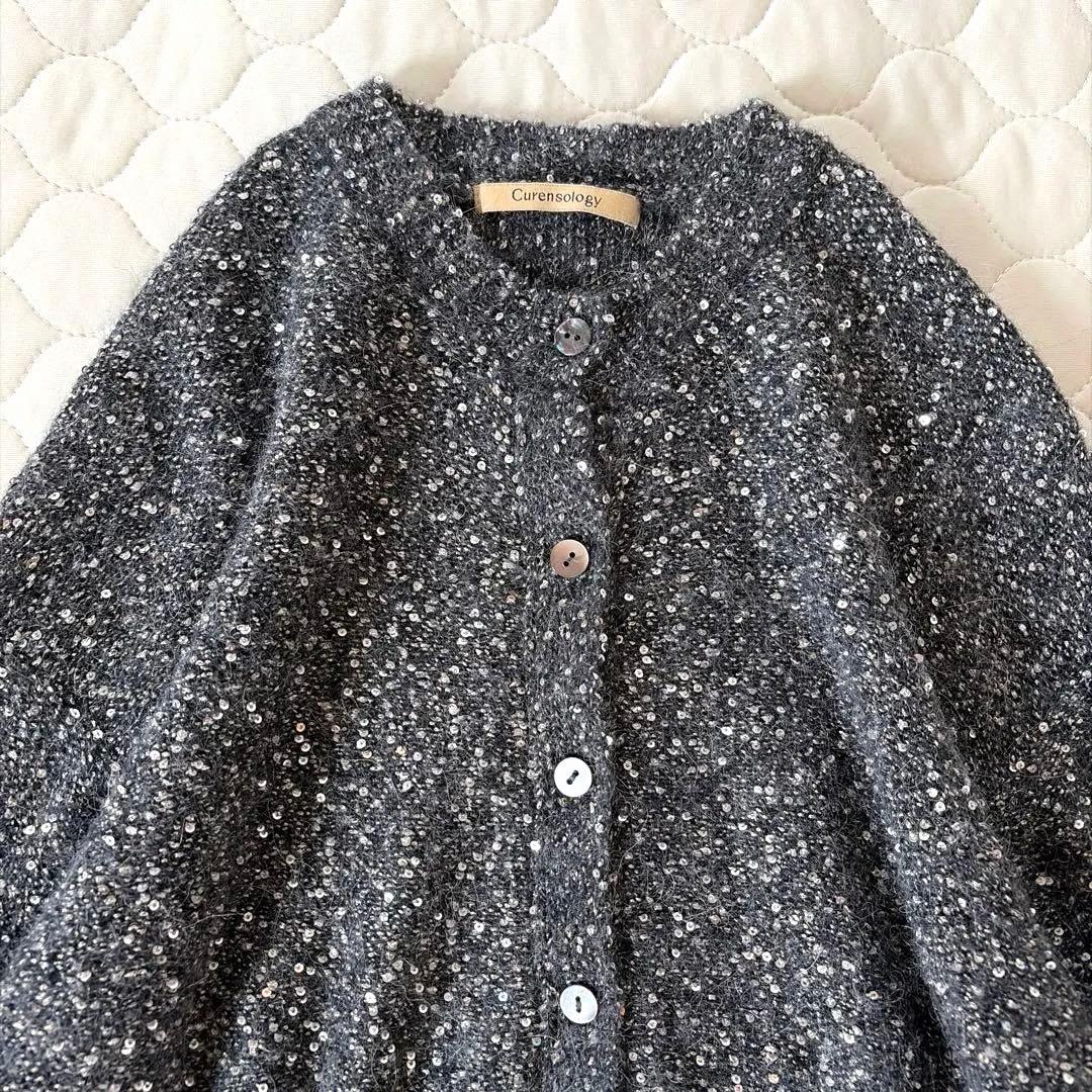 定価2.5万✴︎Curensology スパングルショートカーディガン　グレー