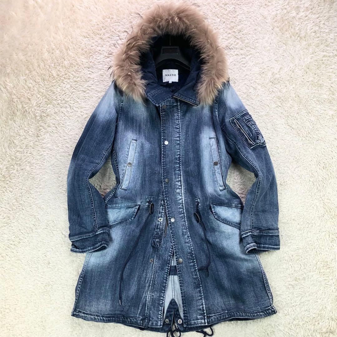希少XXL/美品⭐ボーギッシュ デニム モッズコート ファー ボア インディゴ