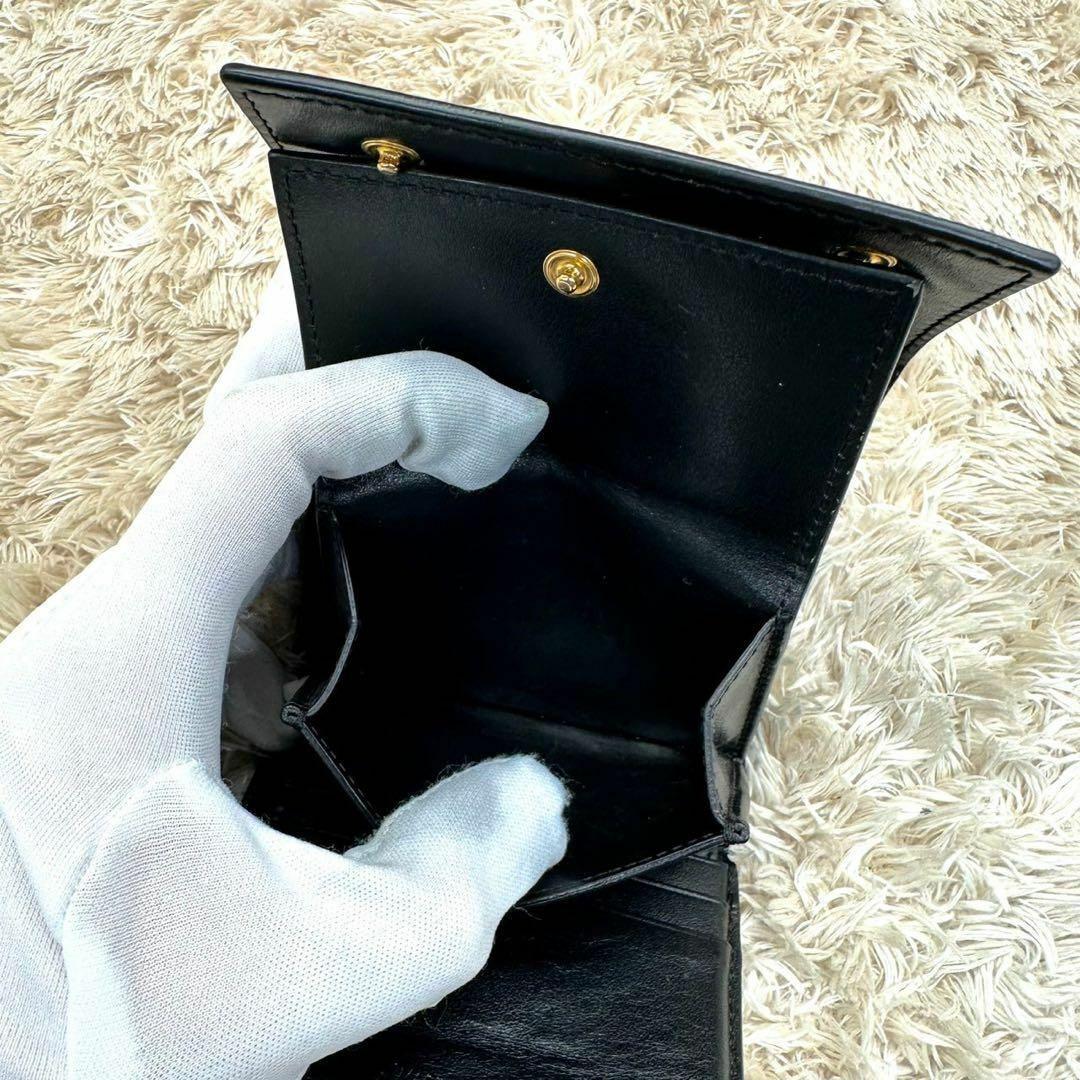 【美品】セリーヌ 三つ折財布 ブラック レザー トリフォールド レディース