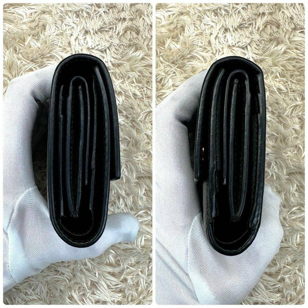 【美品】セリーヌ 三つ折財布 ブラック レザー トリフォールド レディース
