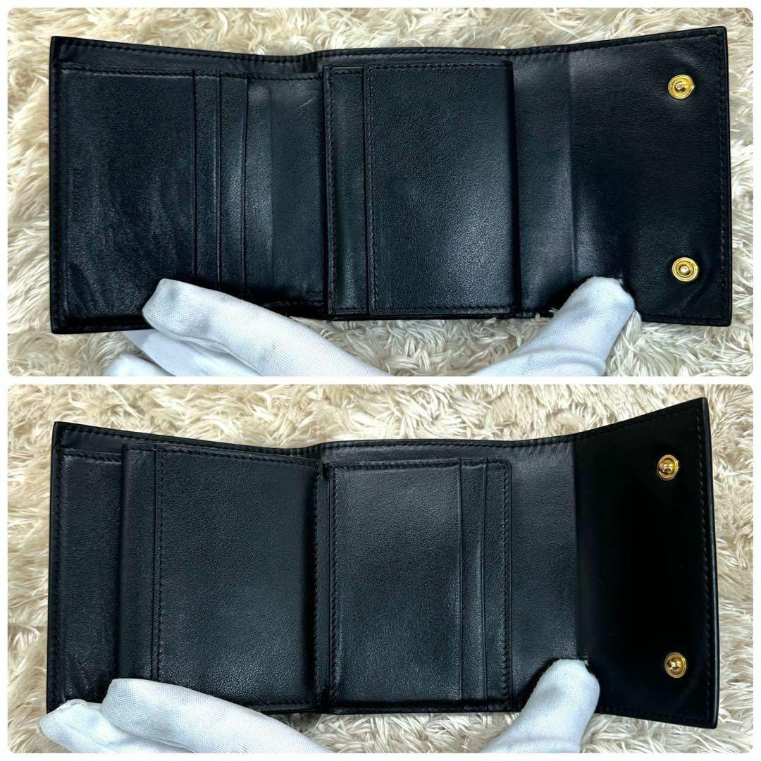 【美品】セリーヌ 三つ折財布 ブラック レザー トリフォールド レディース