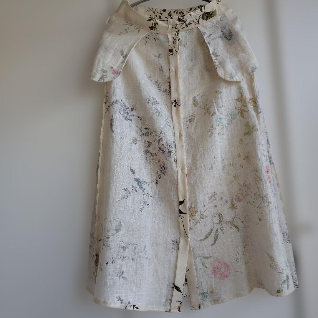 ご購入者お決まりSEMICOUTURE 花柄リネン100フレアスカート