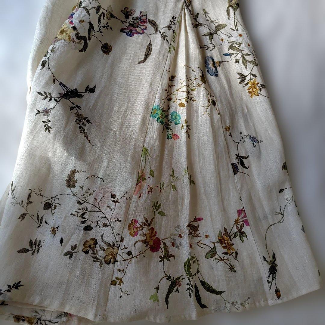 ご購入者お決まりSEMICOUTURE 花柄リネン100フレアスカート