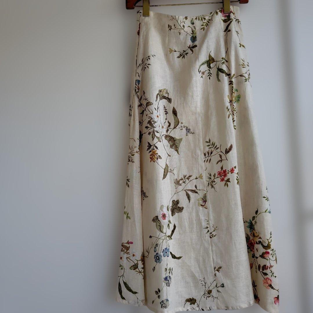 ご購入者お決まりSEMICOUTURE 花柄リネン100フレアスカート