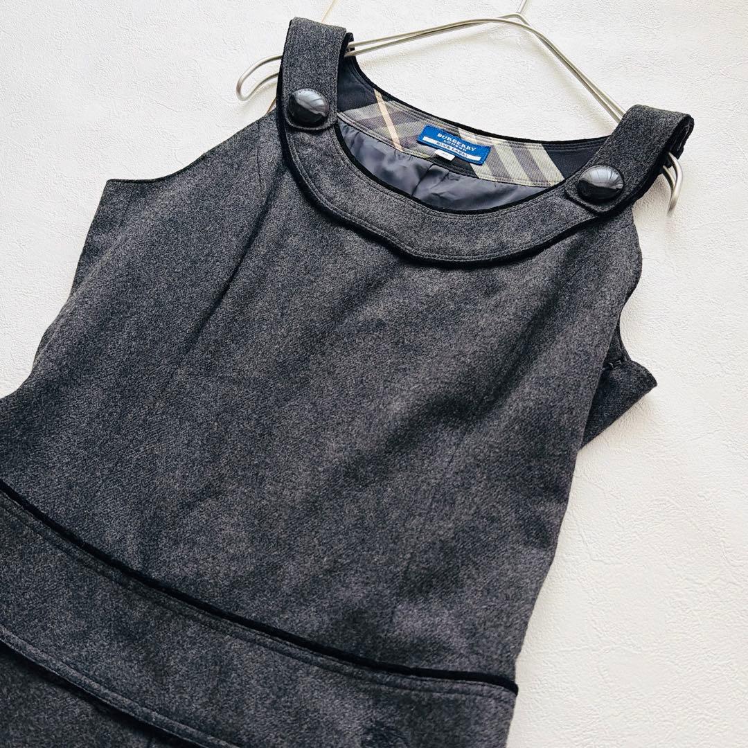 BURBERRY BLUE LABEL カシミヤ ジャンパースカート グレー