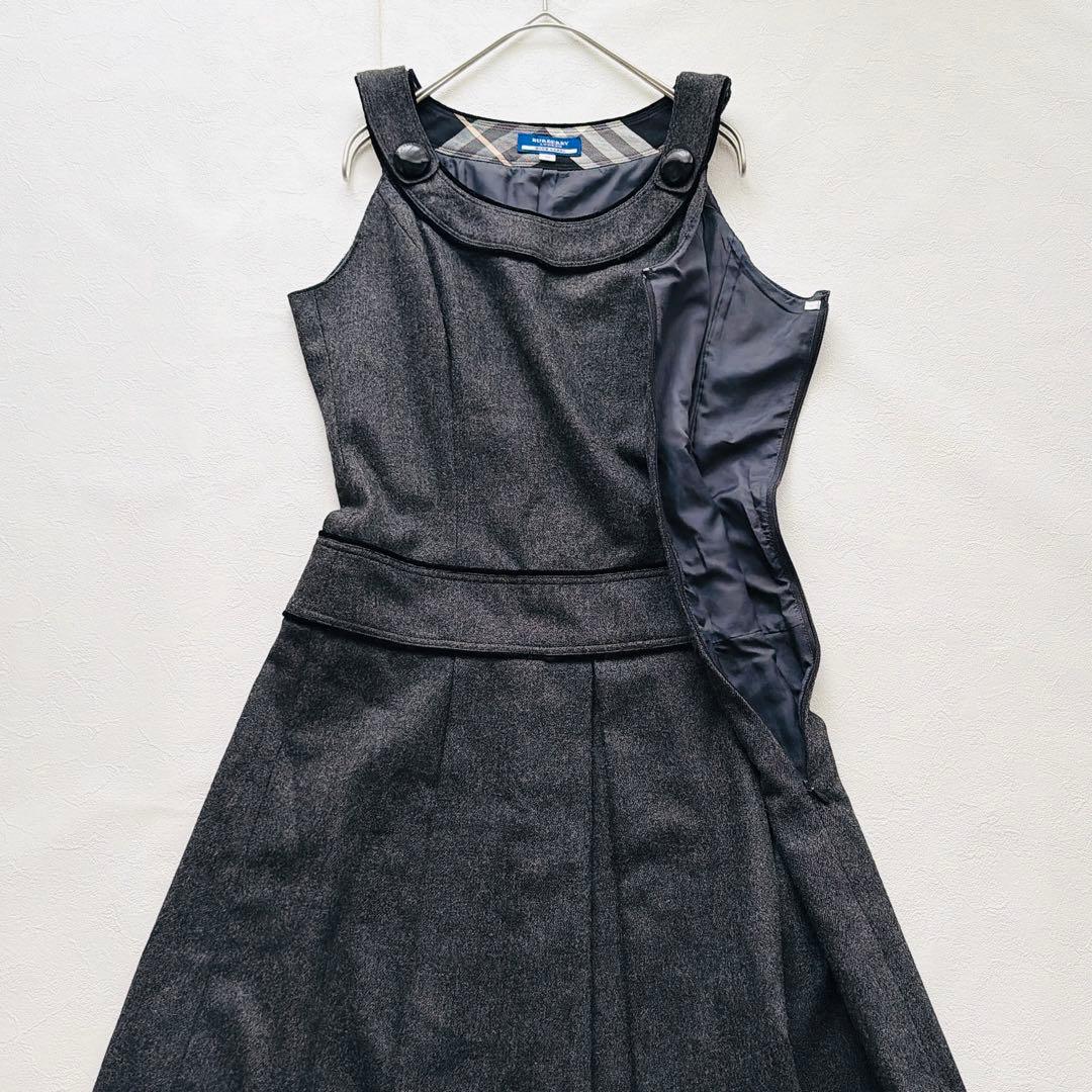 BURBERRY BLUE LABEL カシミヤ ジャンパースカート グレー