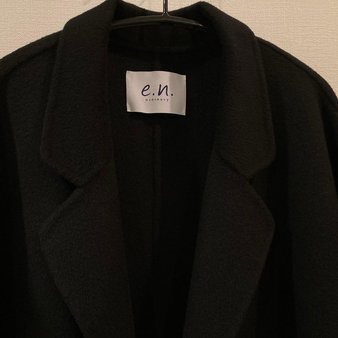 evernavy エバーネイビー　リバーロングコクーンコート ブラック　M