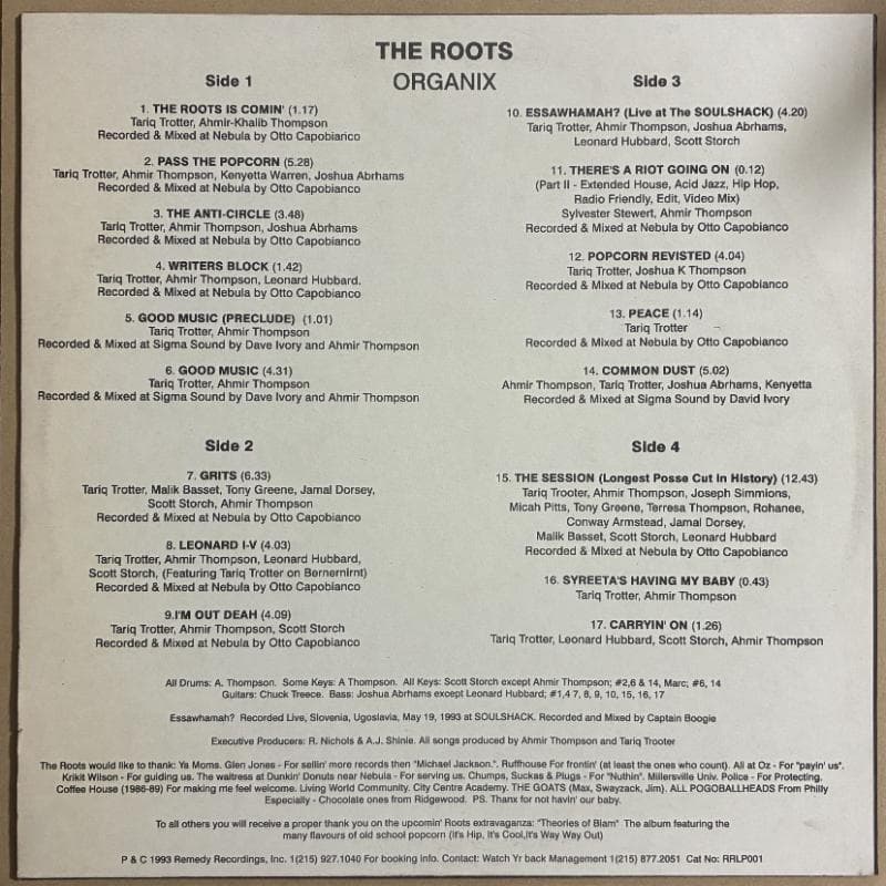 LP / UK盤 / The Roots / Organix / ２枚組