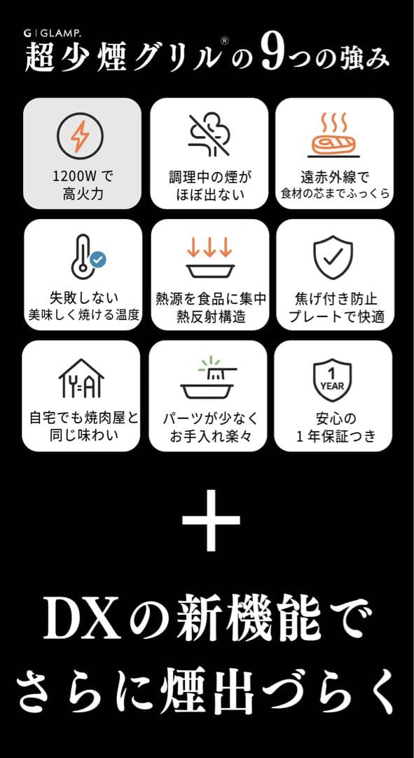 【新品未使用・ケース付】グランプ 白 GLAMP 超少煙グリルDX 新型ホワイト
