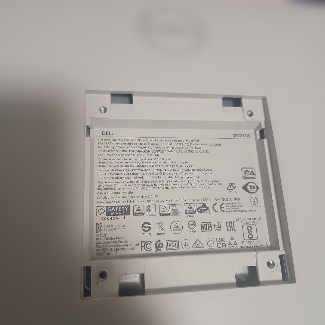スタンド無し　Dell S2721QS 27インチ 4K モニター