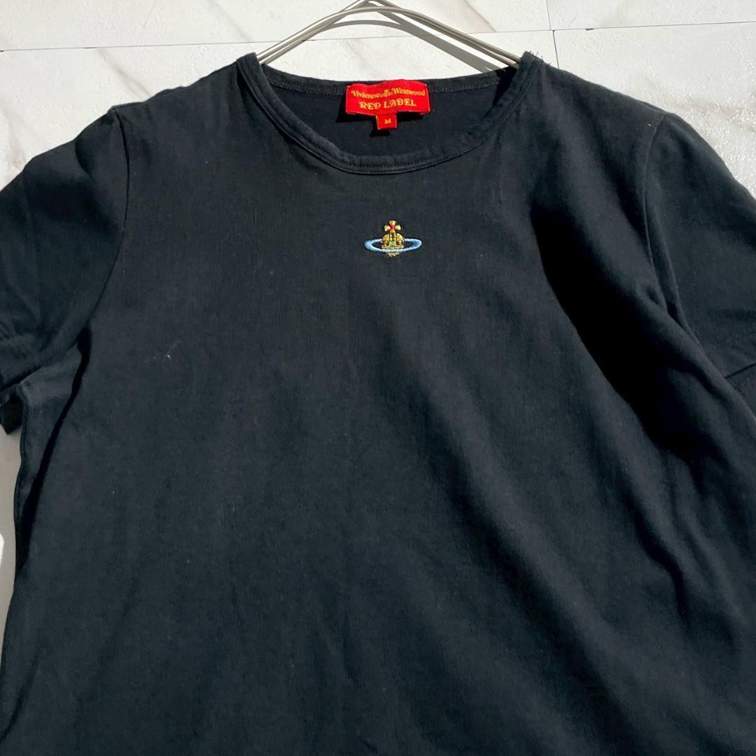 ヴィヴィアンウエストウッド　ミニ　Tシャツ　オーブ刺繍　タイトフィット　 黒