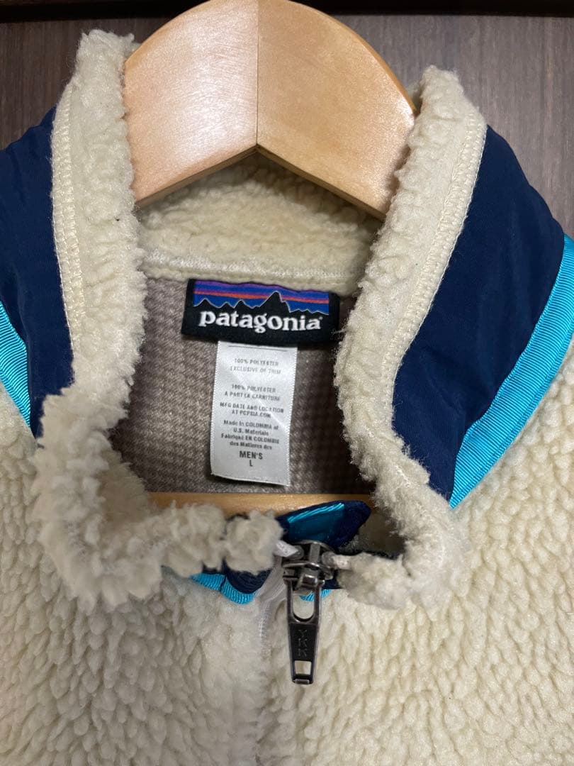 patagonia フリース ベスト M クリーム/ネイビー