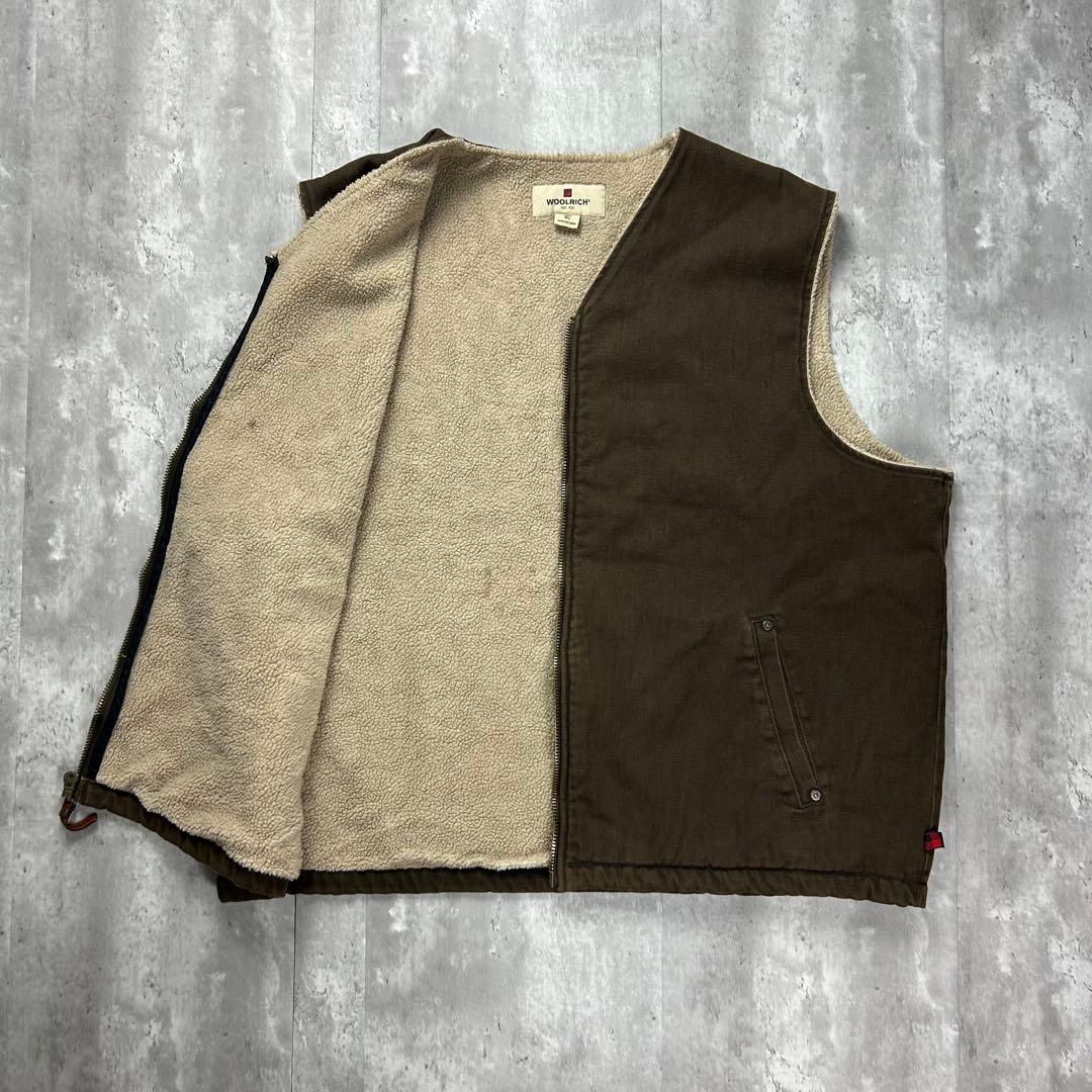 ウールリッチ ロゴタグ 内ボア ダックベスト ブラウン 2XL 6314