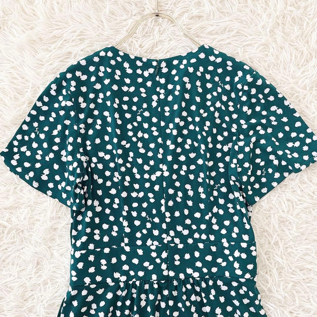 11号✨美品 近年 ケイミー カシュクール ワンピース ドット柄 ロゴ グリーン