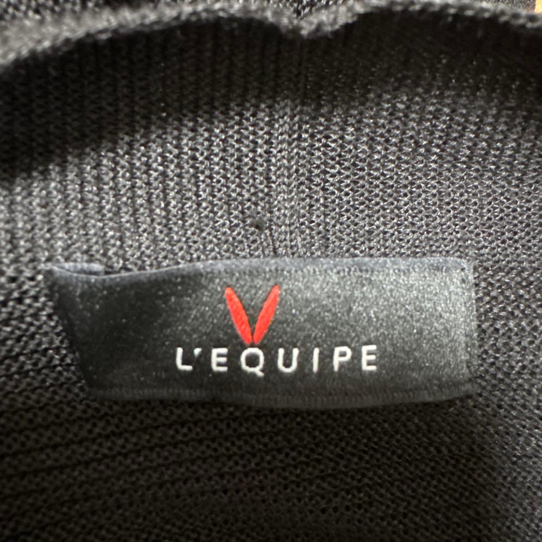 LEQUIPE ブラック ロングカーディガン 長袖 2ポケット
