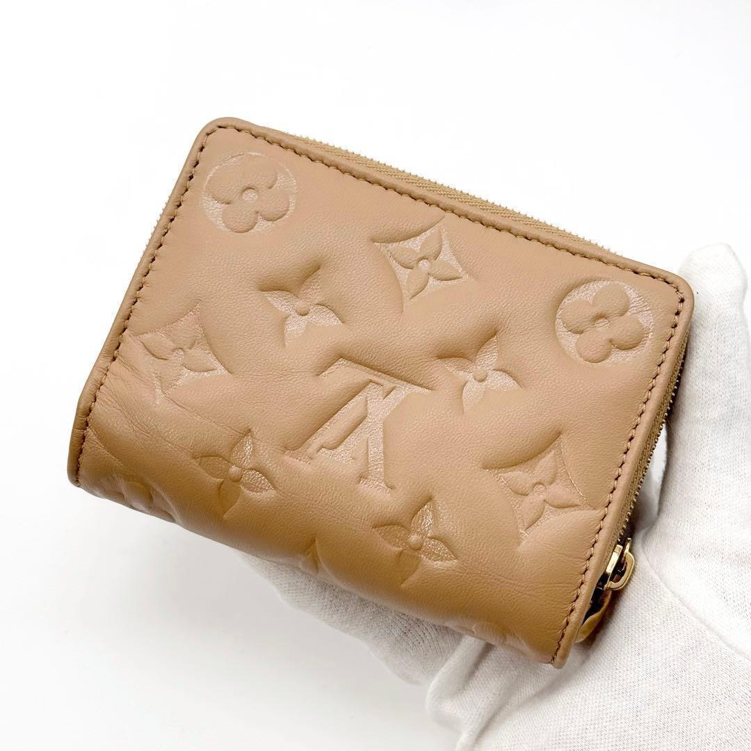極美品✨ルイヴィトン クッサン ラムレザー ポルトフォイユルー 二つ折り財布 茶