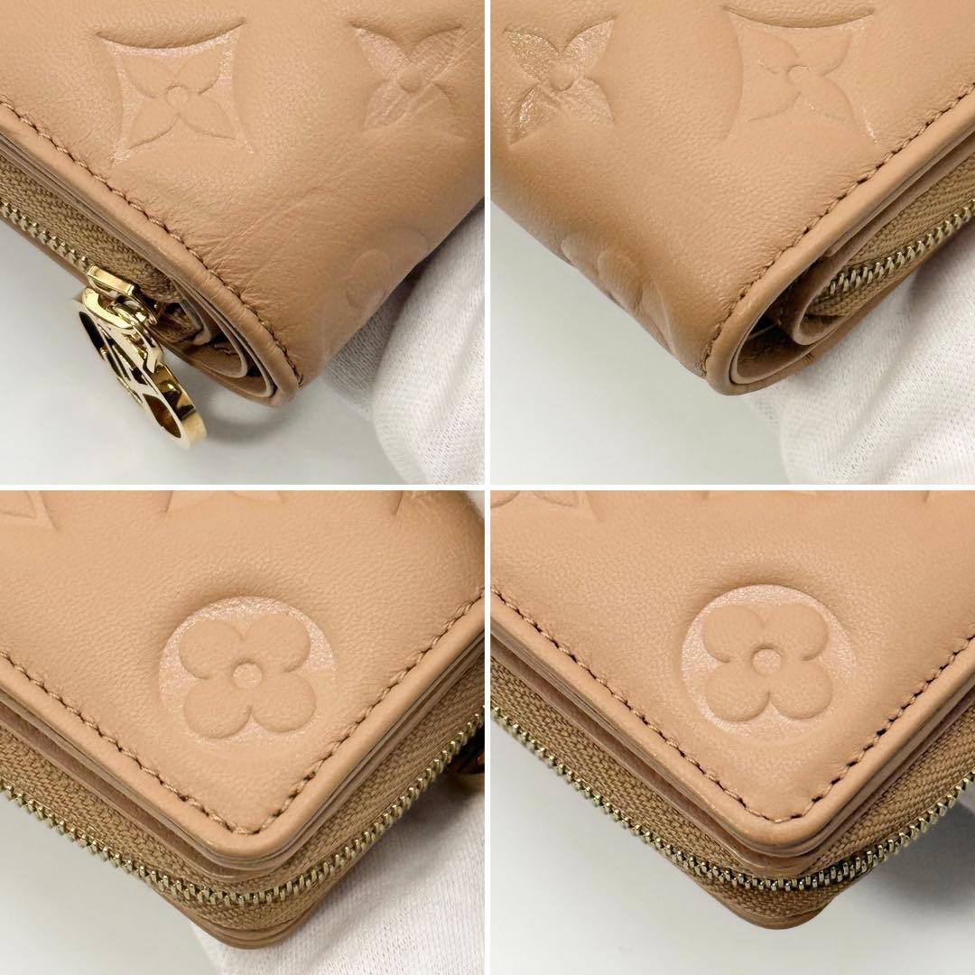 極美品✨ルイヴィトン クッサン ラムレザー ポルトフォイユルー 二つ折り財布 茶